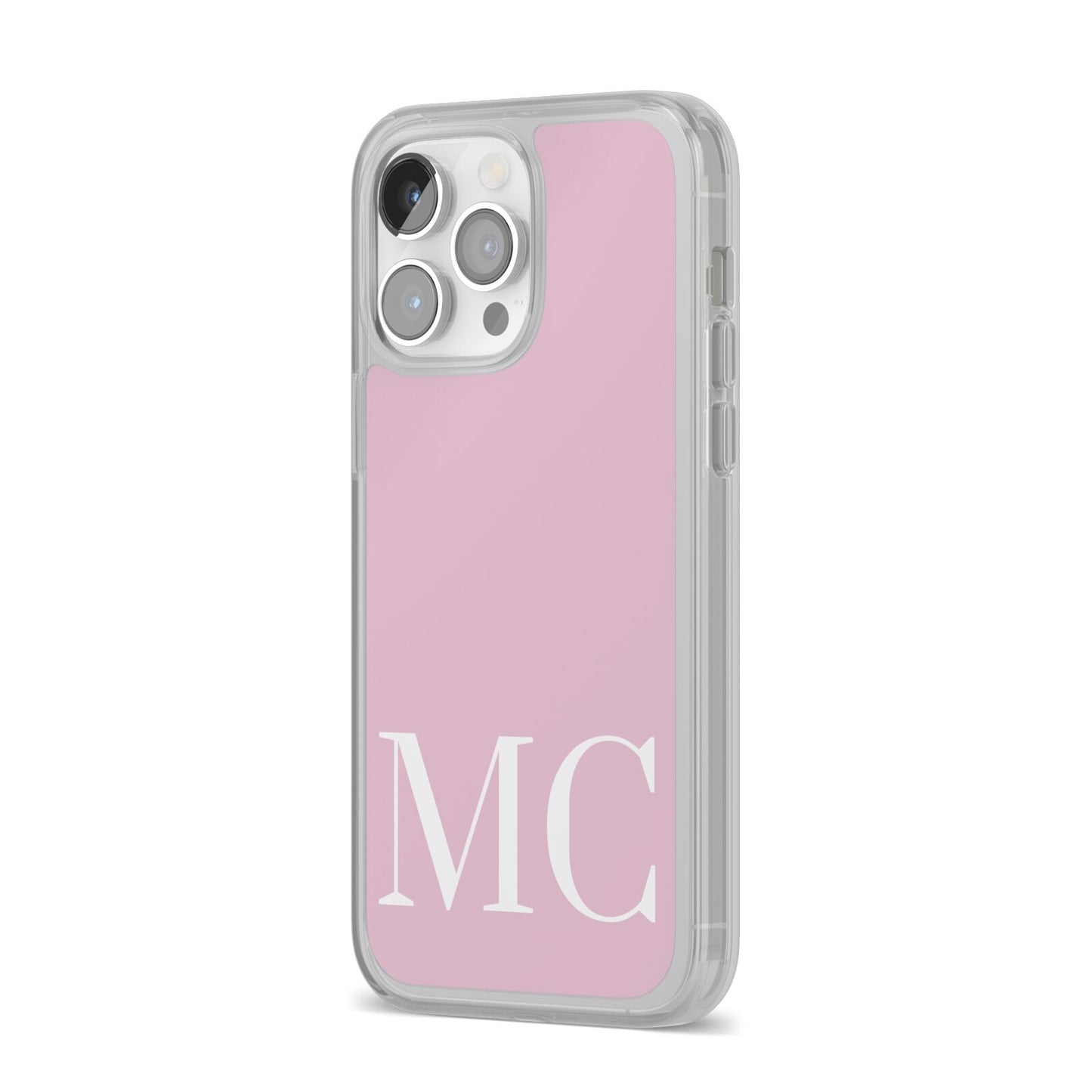Initials Personalised 2 iPhone 14 Pro Max Clear Tough Case Silver Angled Image