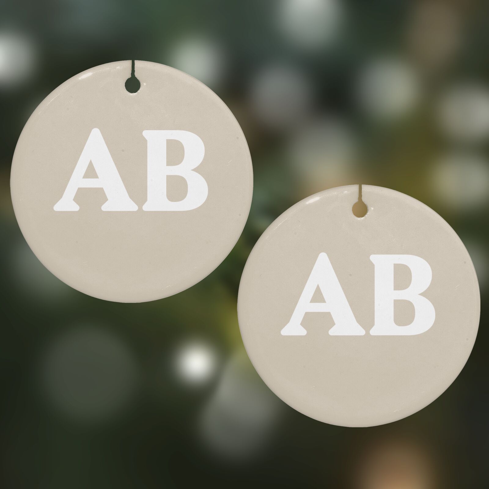 Initials Round Decoration on Christmas Background