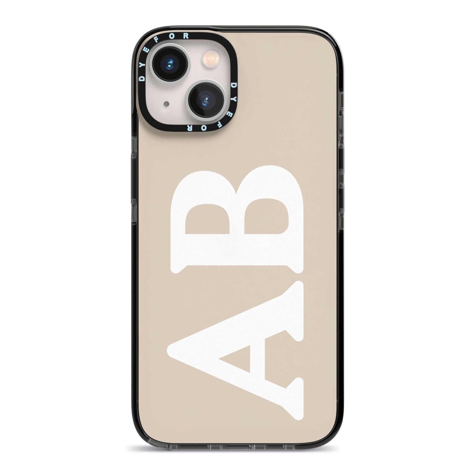 Initials iPhone 13 Black Impact Case on Silver phone