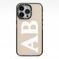 Initials iPhone 13 Pro Black Impact Case on Silver phone
