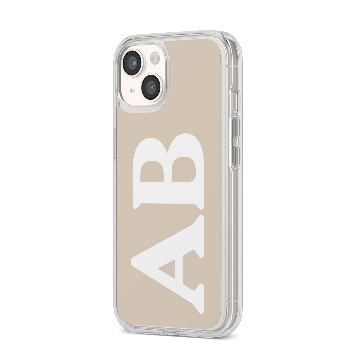 Initials iPhone 14 Clear Tough Case Starlight Angled Image