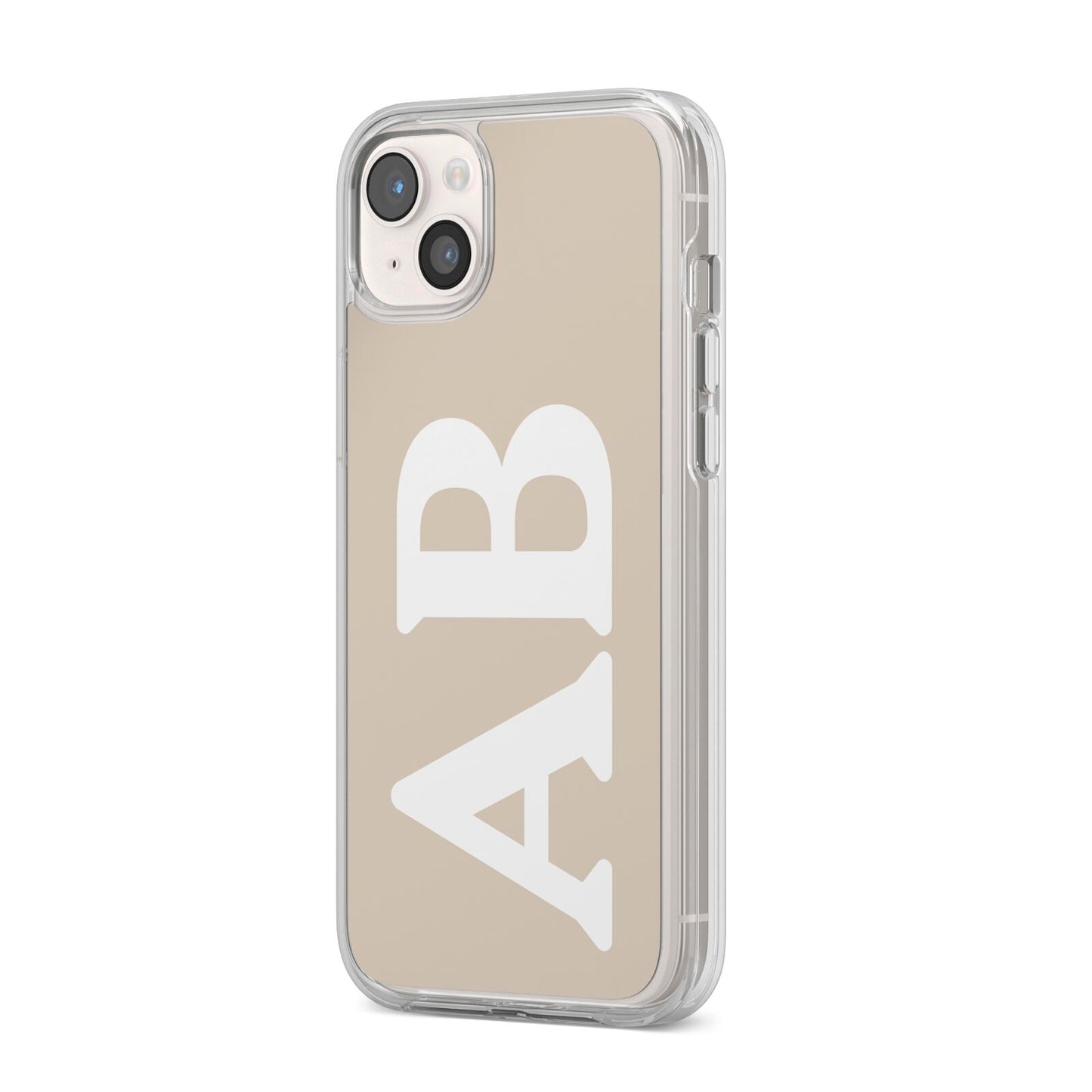 Initials iPhone 14 Plus Clear Tough Case Starlight Angled Image