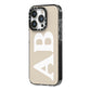 Initials iPhone 14 Pro Black Impact Case Side Angle on Silver phone