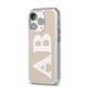Initials iPhone 14 Pro Clear Tough Case Silver Angled Image