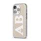 Initials iPhone 14 Pro Glitter Tough Case Silver Angled Image