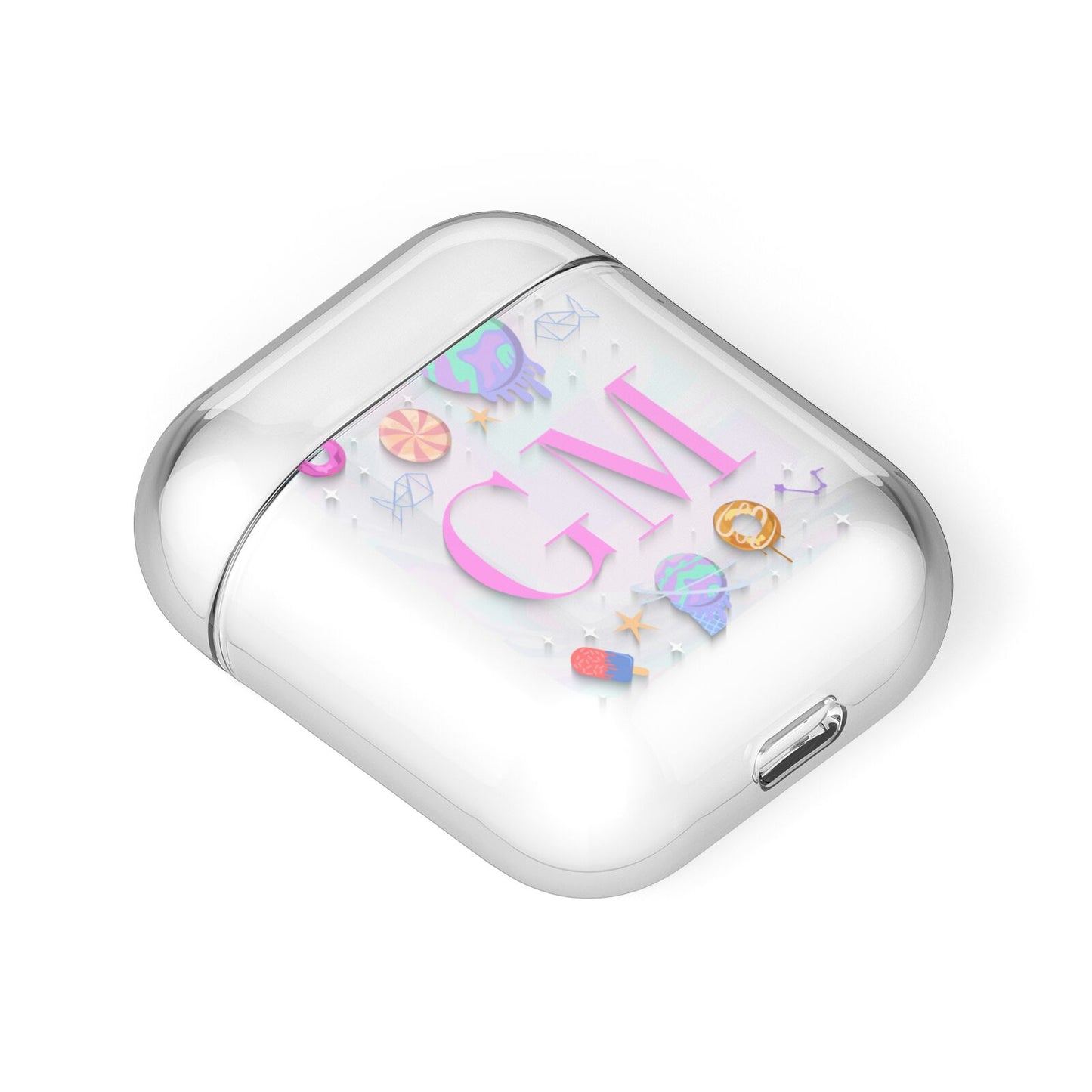 Inky Galactic Scene Personalised Initials AirPods Case Laid Flat