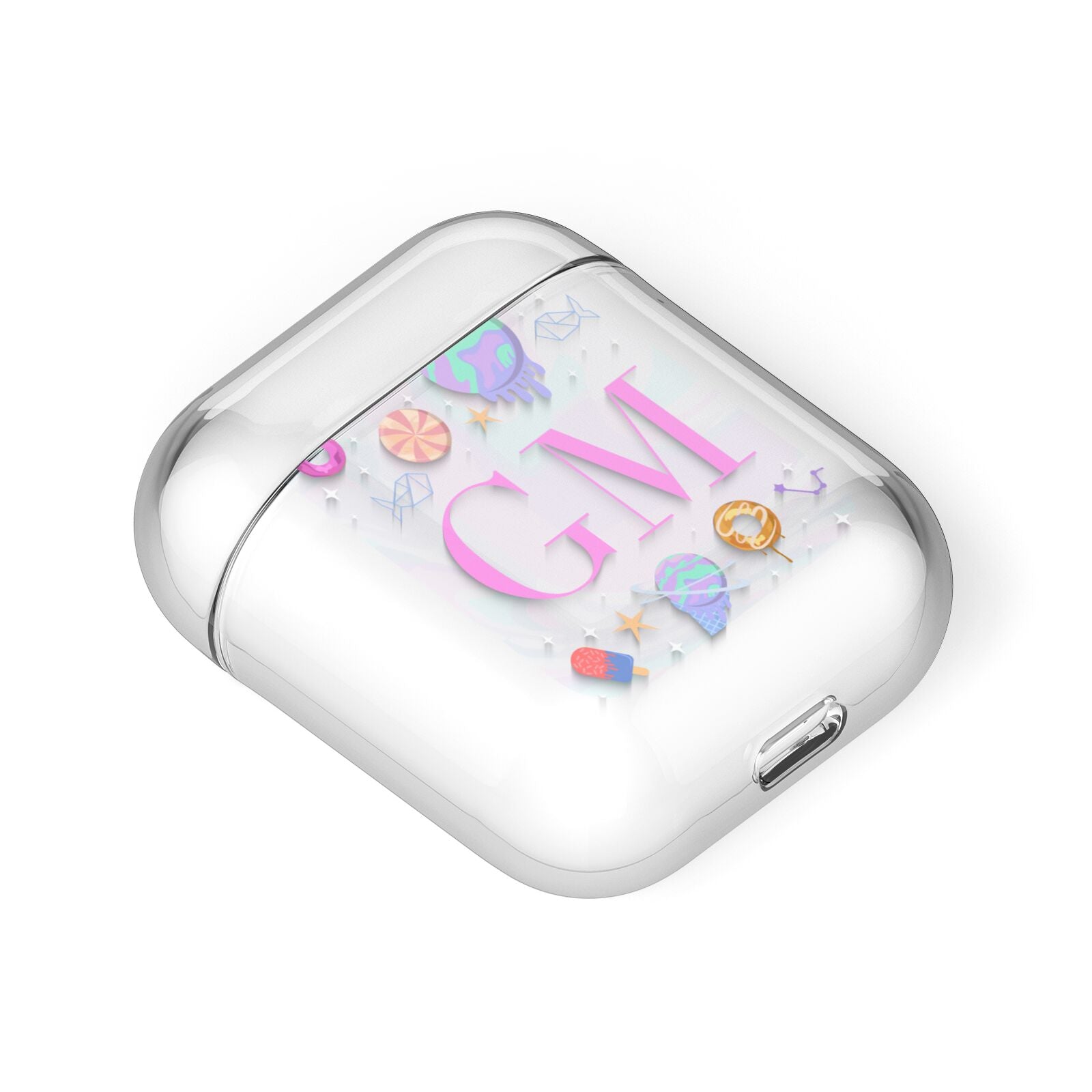 Inky Galactic Scene Personalised Initials AirPods Case Laid Flat