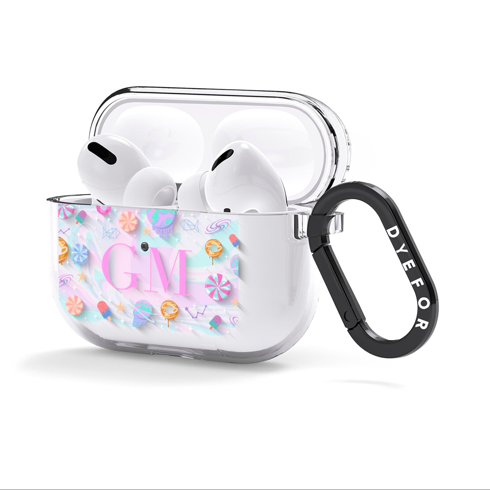 Inky Galactic Scene Personalised Initials AirPods Clear Case 3rd Gen Side Image