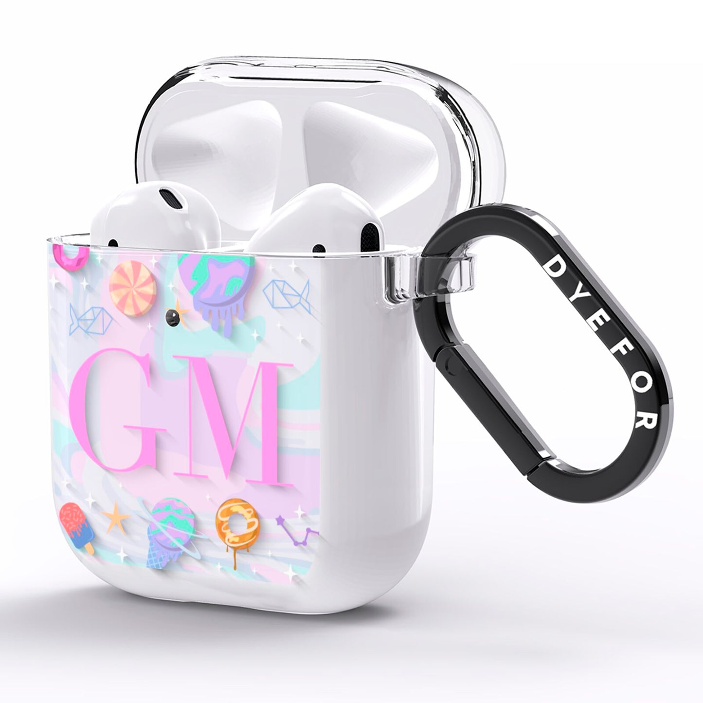 Inky Galactic Scene Personalised Initials AirPods Clear Case Side Image