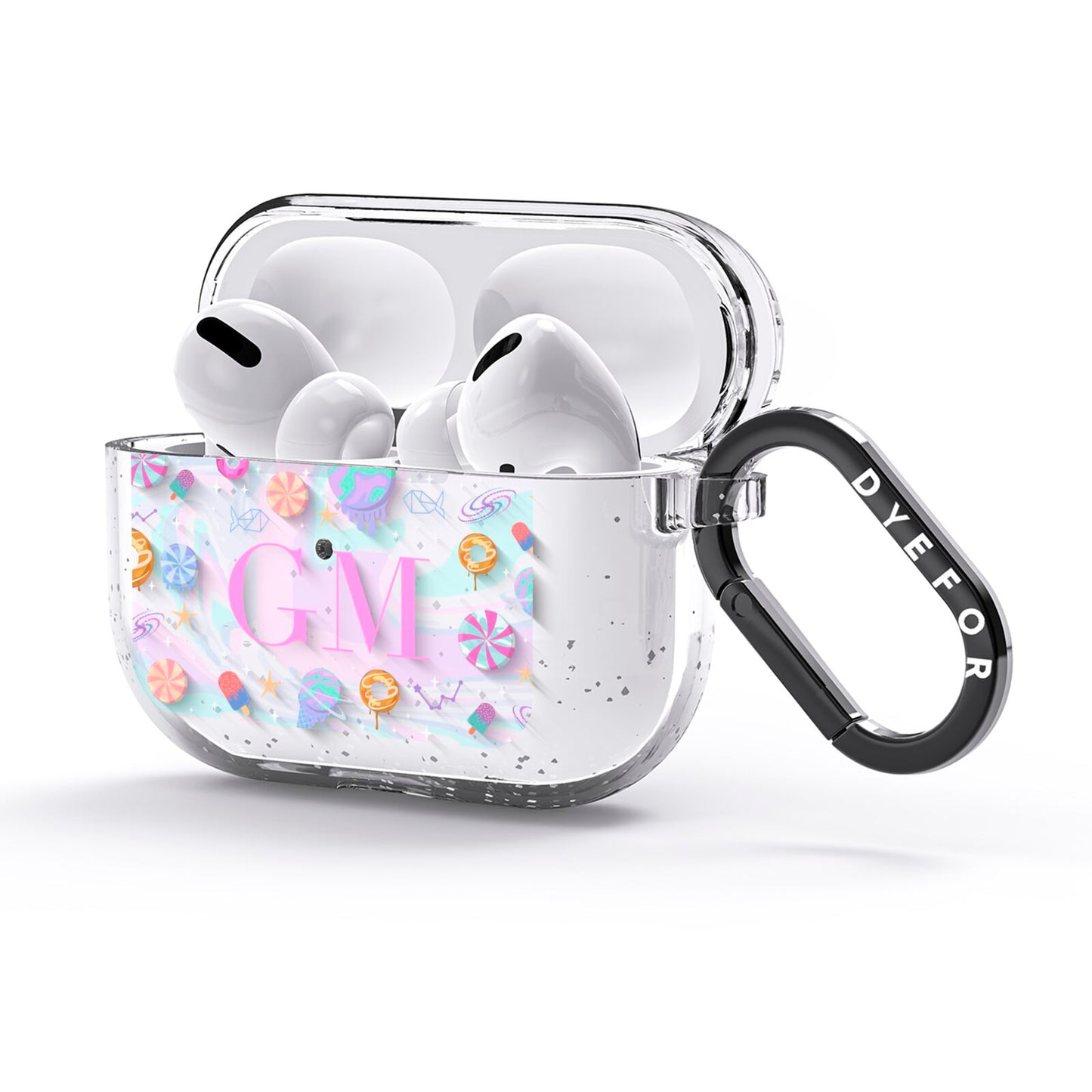 Inky Galactic Scene Personalised Initials AirPods Glitter Case 3rd Gen Side Image