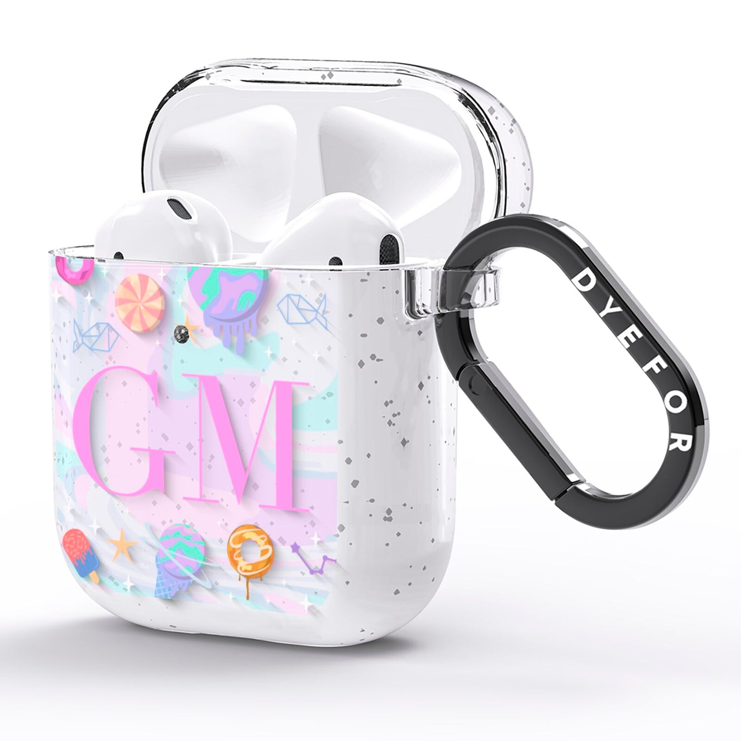 Inky Galactic Scene Personalised Initials AirPods Glitter Case Side Image