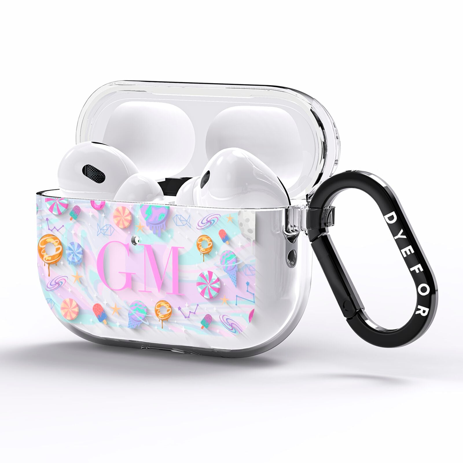 Inky Galactic Scene Personalised Initials AirPods Pro Clear Case Side Image