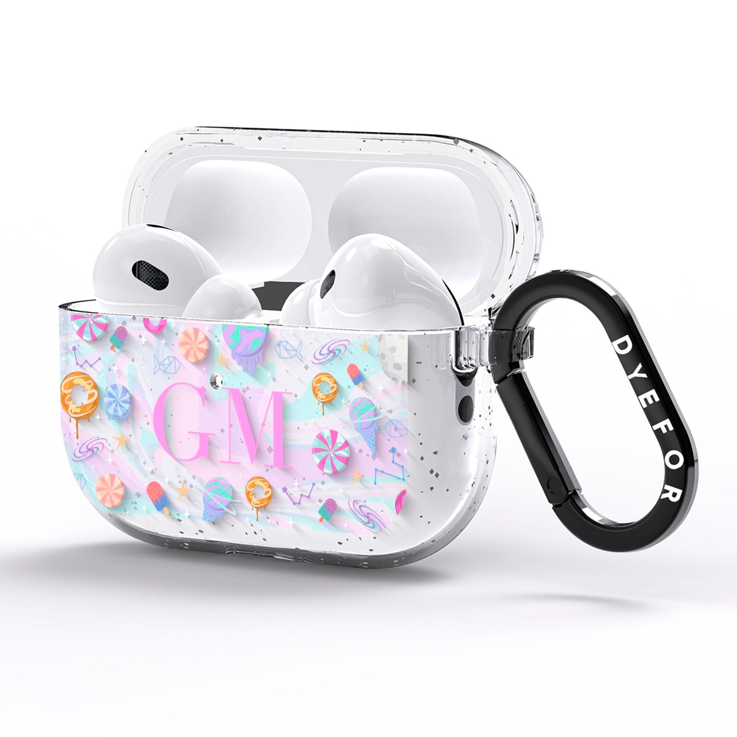 Inky Galactic Scene Personalised Initials AirPods Pro Glitter Case Side Image