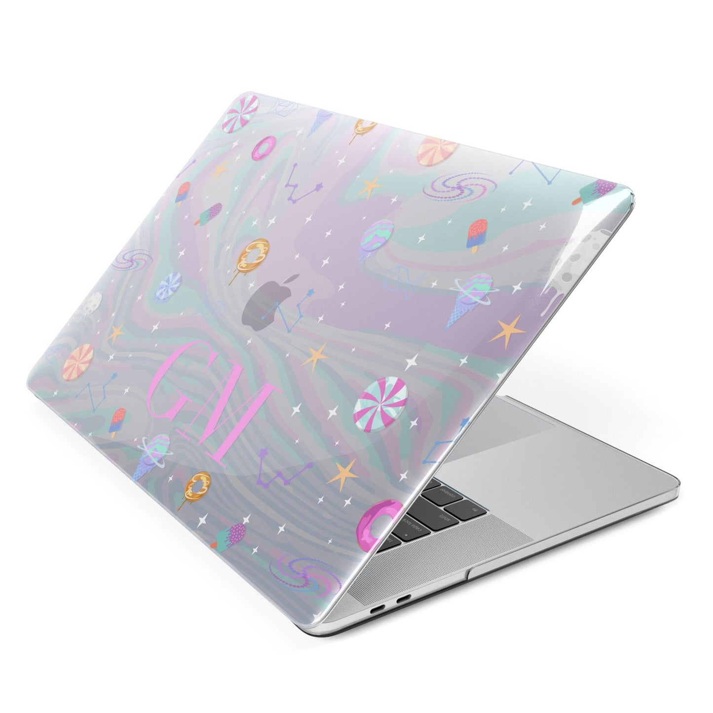 Inky Galactic Scene Personalised Initials Apple MacBook Case Side View