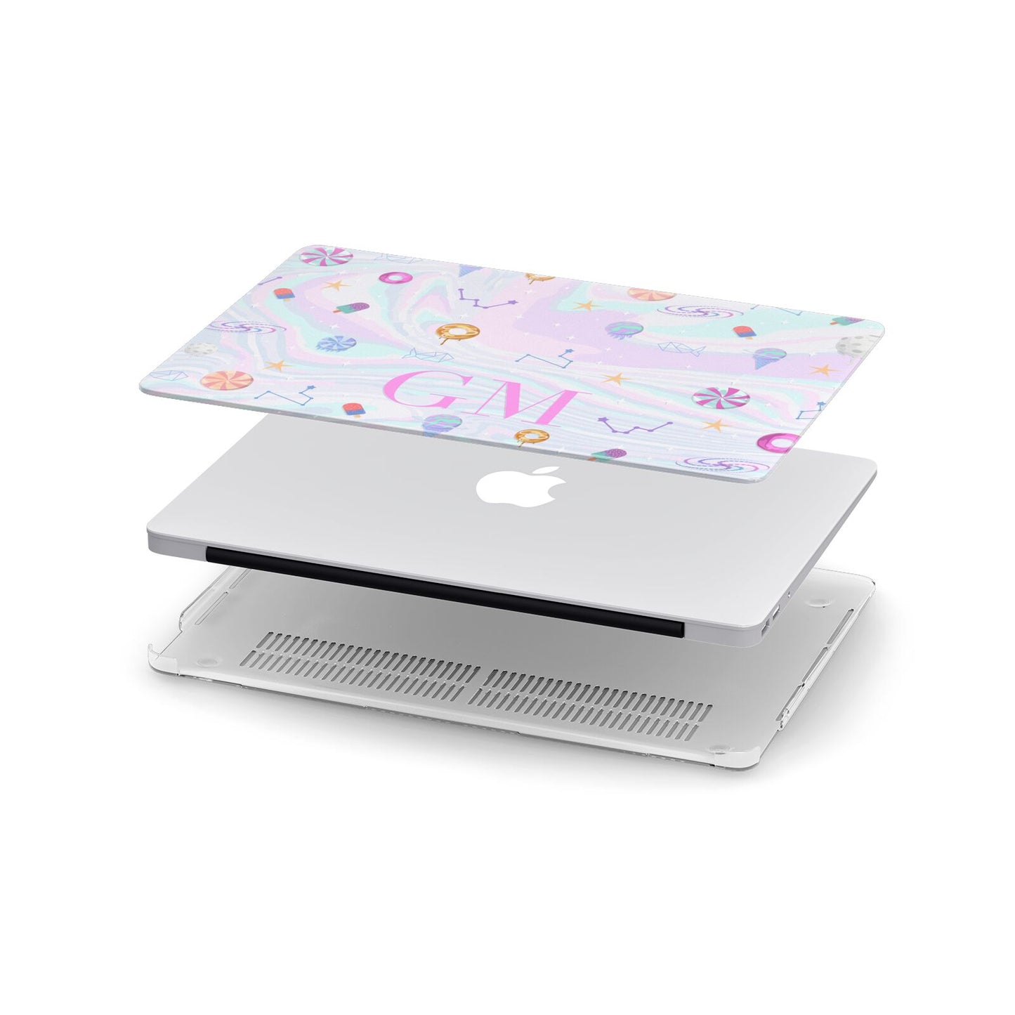 Inky Galactic Scene Personalised Initials Apple MacBook Case in Detail