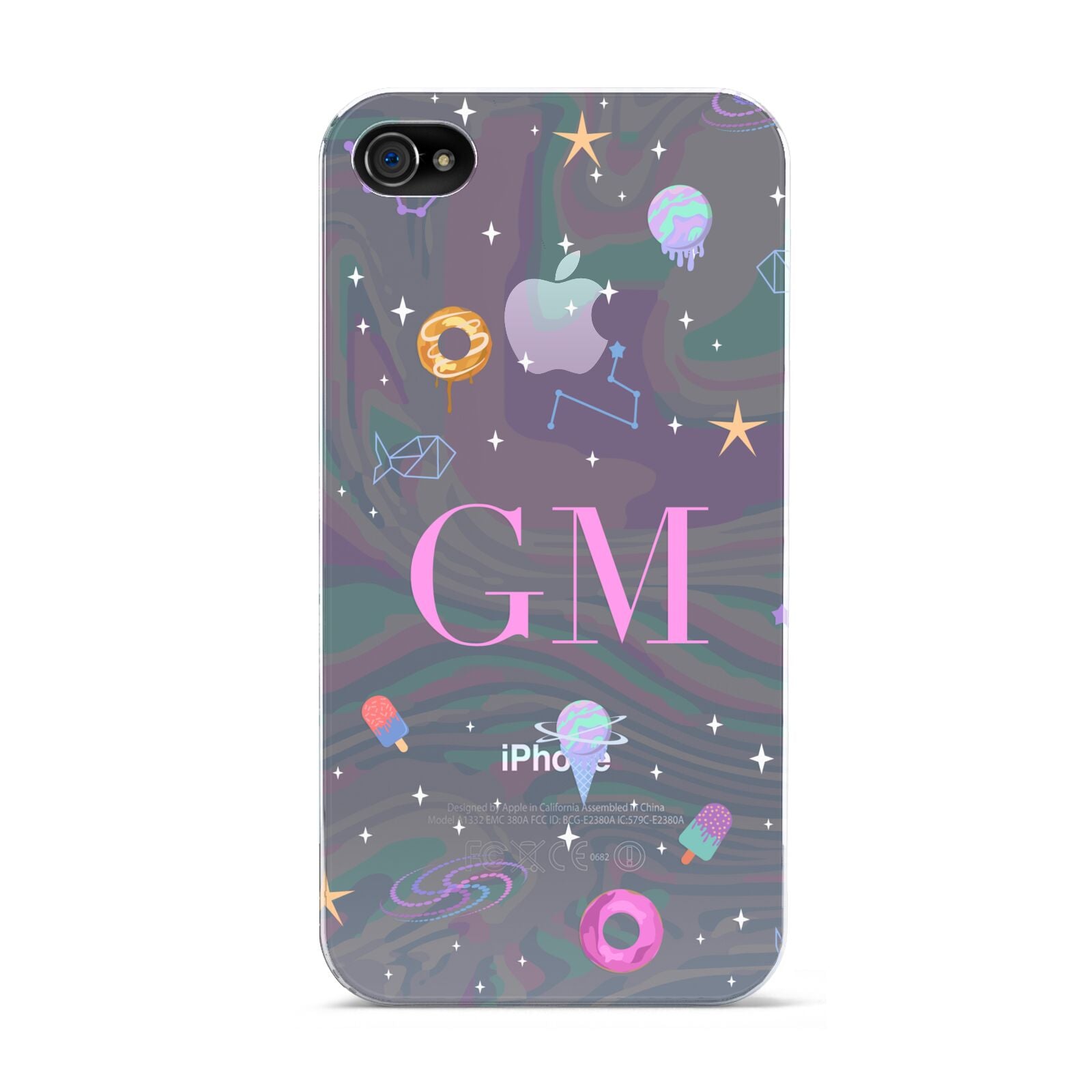 Inky Galactic Scene Personalised Initials Apple iPhone 4s Case