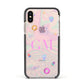 Inky Galactic Scene Personalised Initials Apple iPhone Xs Impact Case Black Edge on Gold Phone