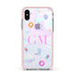 Inky Galactic Scene Personalised Initials Apple iPhone Xs Impact Case Pink Edge on Silver Phone