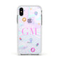 Inky Galactic Scene Personalised Initials Apple iPhone Xs Impact Case White Edge on Silver Phone