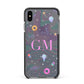 Inky Galactic Scene Personalised Initials Apple iPhone Xs Max Impact Case Black Edge on Black Phone