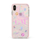 Inky Galactic Scene Personalised Initials Apple iPhone Xs Max Impact Case Pink Edge on Gold Phone
