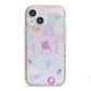 Inky Galactic Scene Personalised Initials iPhone 13 Mini TPU Impact Case with Pink Edges