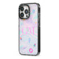 Inky Galactic Scene Personalised Initials iPhone 13 Pro Black Impact Case Side Angle on Silver phone