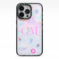 Inky Galactic Scene Personalised Initials iPhone 13 Pro Black Impact Case on Silver phone