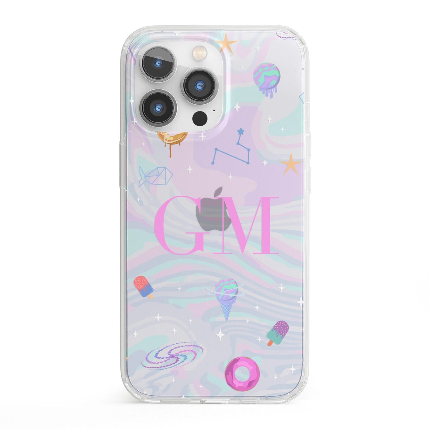 Inky Galactic Scene Personalised Initials iPhone 13 Pro Clear Bumper Case