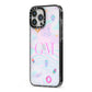 Inky Galactic Scene Personalised Initials iPhone 13 Pro Max Black Impact Case Side Angle on Silver phone