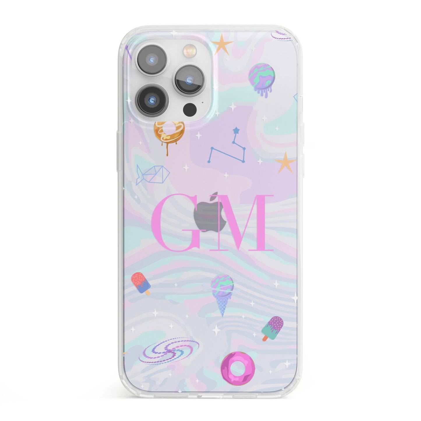 Inky Galactic Scene Personalised Initials iPhone 13 Pro Max Clear Bumper Case