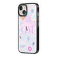 Inky Galactic Scene Personalised Initials iPhone 14 Black Impact Case Side Angle on Silver phone