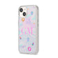 Inky Galactic Scene Personalised Initials iPhone 14 Clear Tough Case Starlight Angled Image