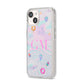 Inky Galactic Scene Personalised Initials iPhone 14 Clear Tough Case Starlight Angled Image