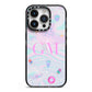 Inky Galactic Scene Personalised Initials iPhone 14 Pro Black Impact Case on Silver phone