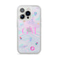 Inky Galactic Scene Personalised Initials iPhone 14 Pro Clear Tough Case Silver