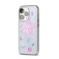 Inky Galactic Scene Personalised Initials iPhone 14 Pro Glitter Tough Case Silver Angled Image