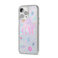 Inky Galactic Scene Personalised Initials iPhone 14 Pro Max Clear Tough Case Silver Angled Image