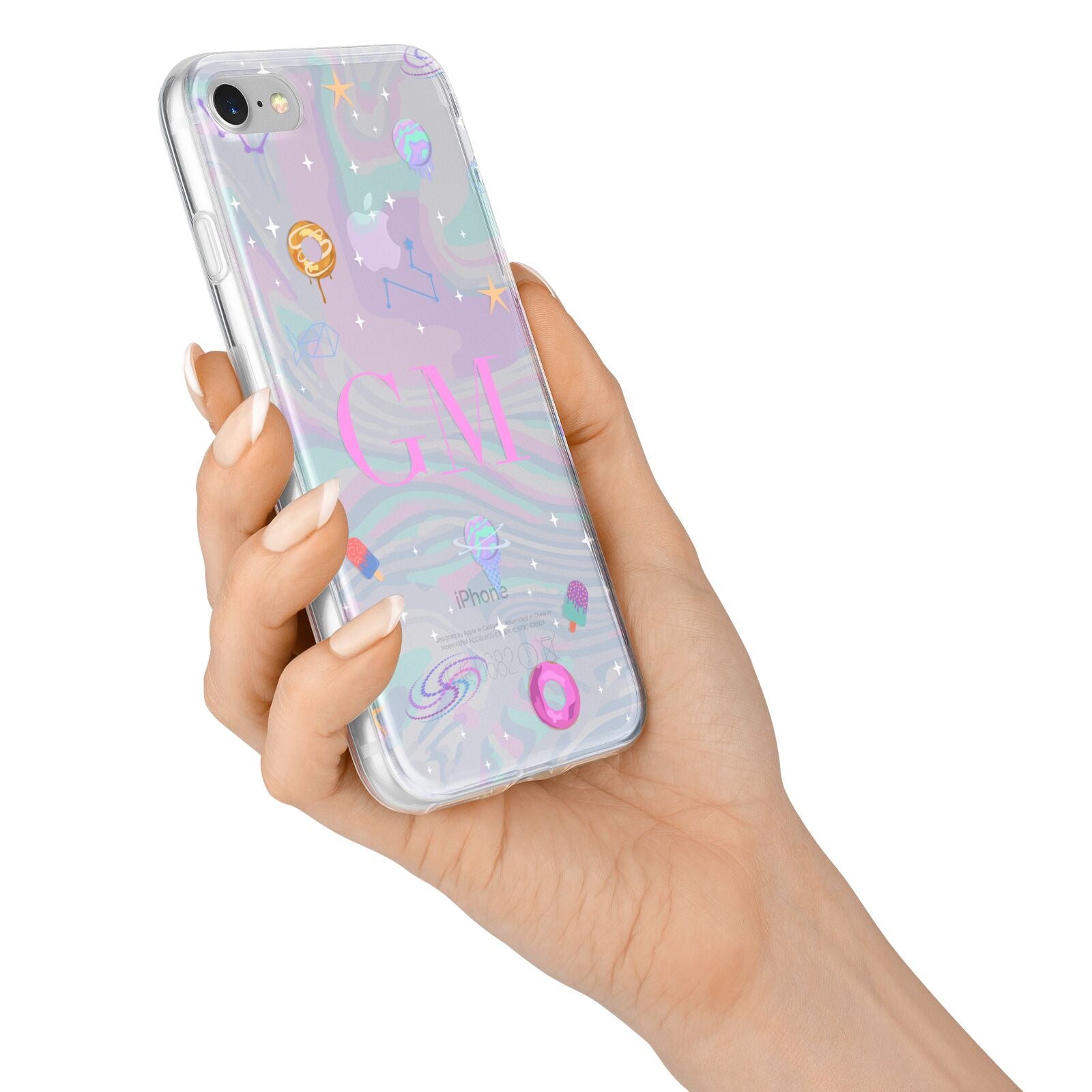 Inky Galactic Scene Personalised Initials iPhone 7 Bumper Case on Silver iPhone Alternative Image