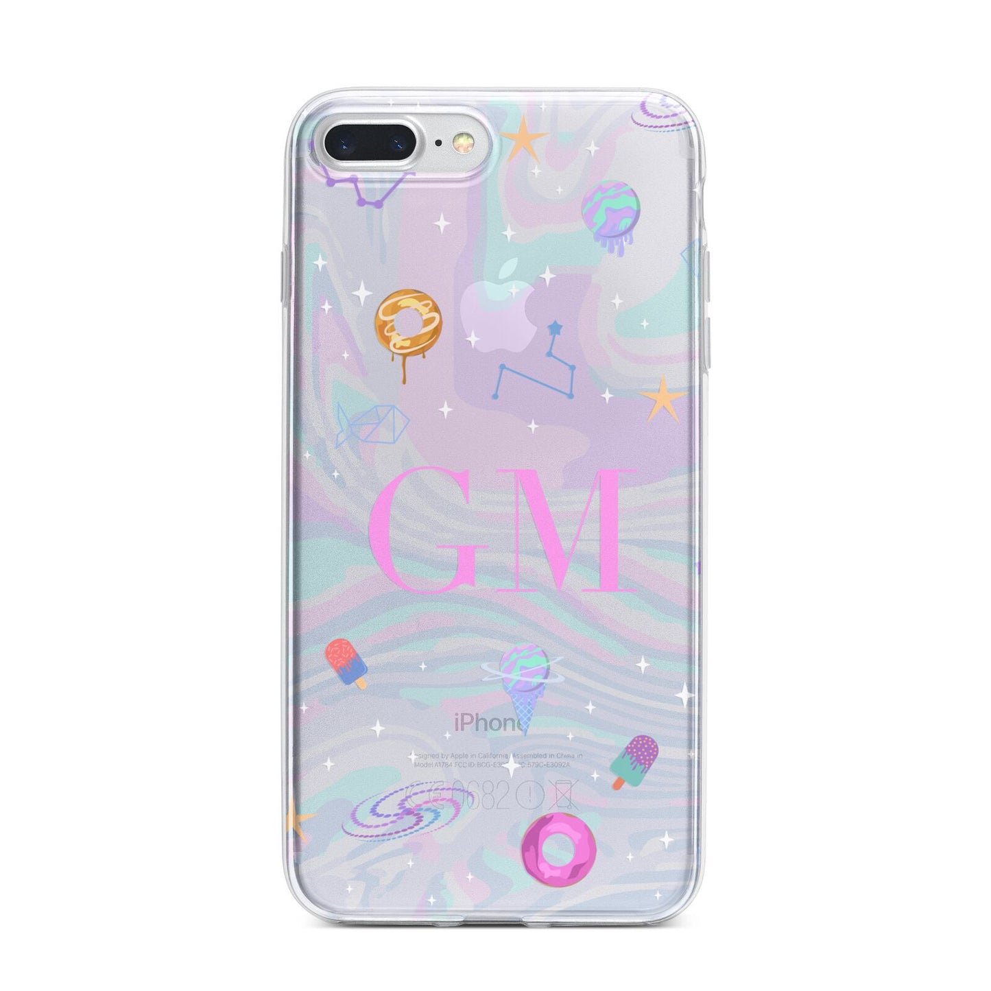 Inky Galactic Scene Personalised Initials iPhone 7 Plus Bumper Case on Silver iPhone