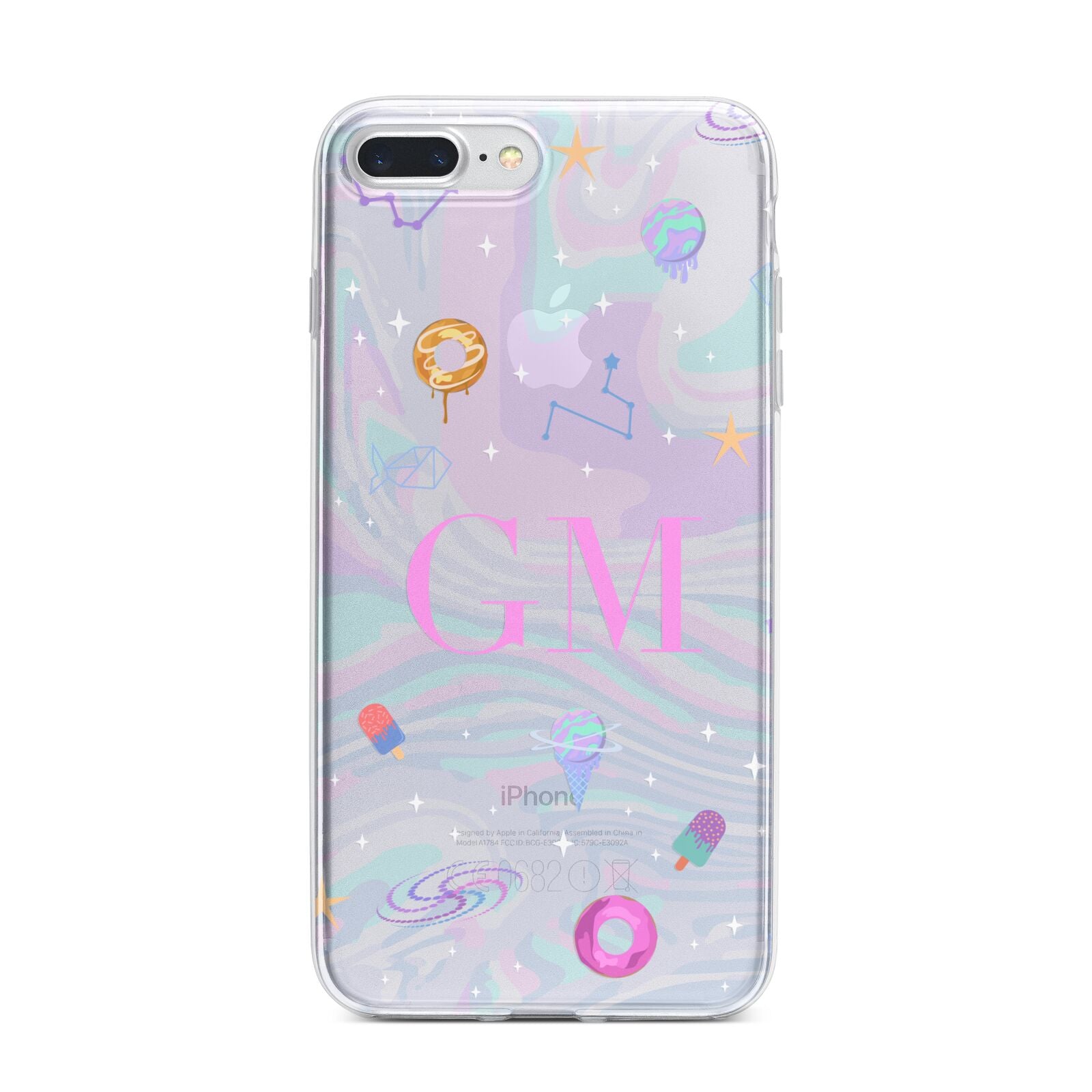 Inky Galactic Scene Personalised Initials iPhone 7 Plus Bumper Case on Silver iPhone