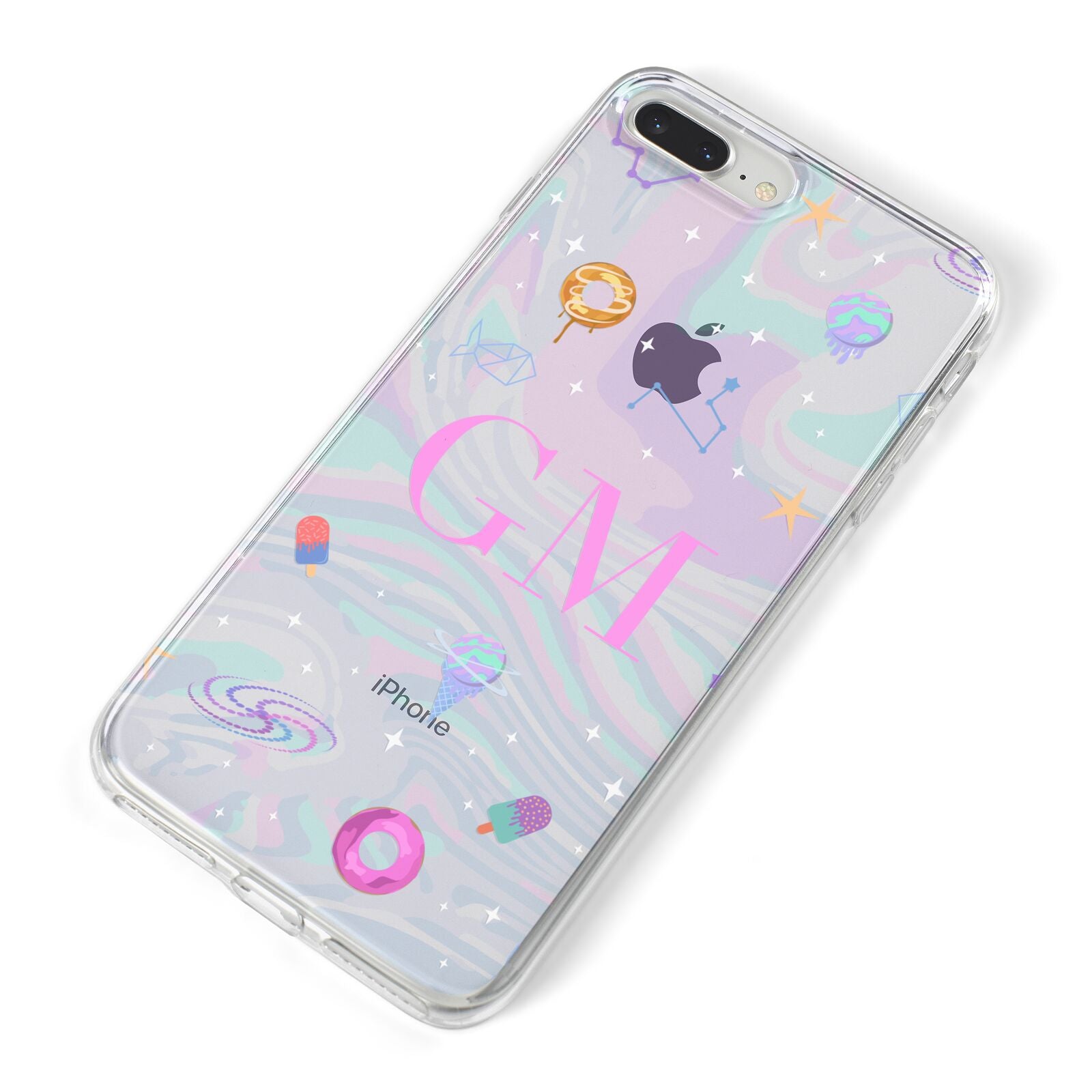 Inky Galactic Scene Personalised Initials iPhone 8 Plus Bumper Case on Silver iPhone Alternative Image