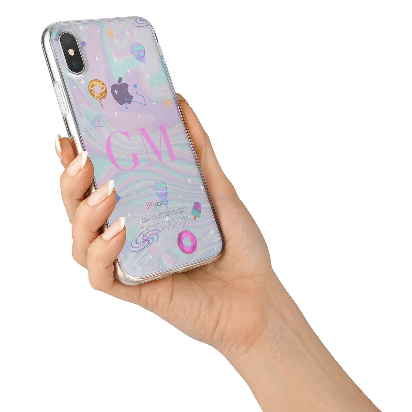 Inky Galactic Scene Personalised Initials iPhone X Bumper Case on Silver iPhone Alternative Image 2