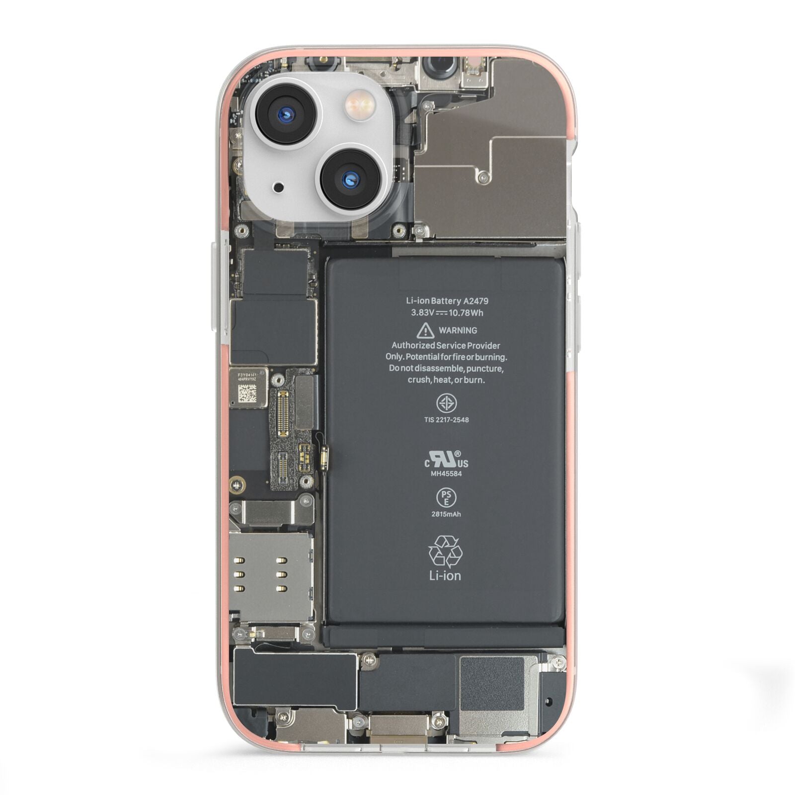 Internal Parts iPhone 13 Mini TPU Impact Case with Pink Edges