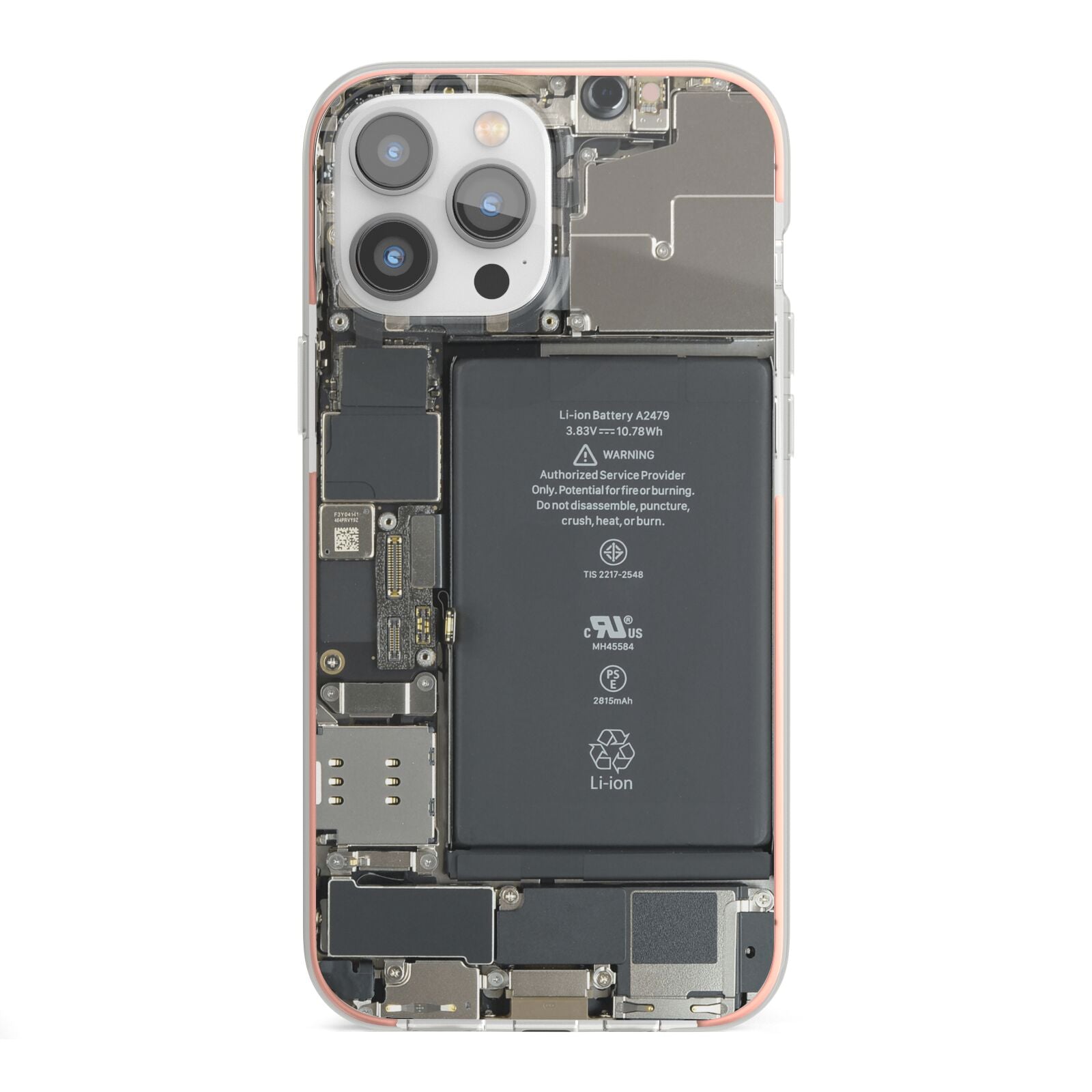 Internal Parts iPhone 13 Pro Max TPU Impact Case with Pink Edges