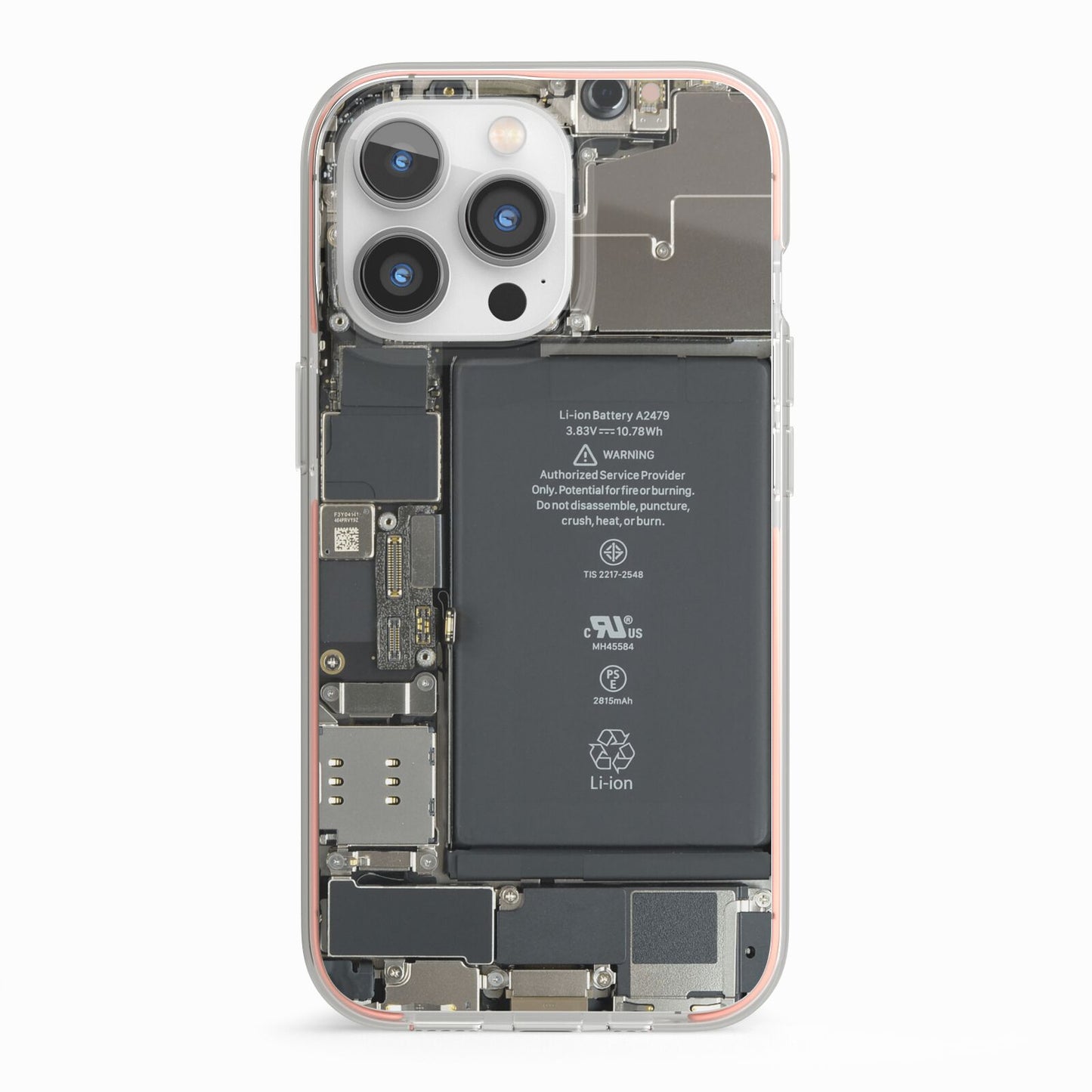 Internal Parts iPhone 13 Pro TPU Impact Case with Pink Edges