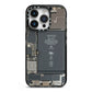 Internal Parts iPhone 14 Pro Black Impact Case on Silver phone