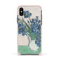 Irises By Vincent Van Gogh Apple iPhone Xs Impact Case Pink Edge on Black Phone