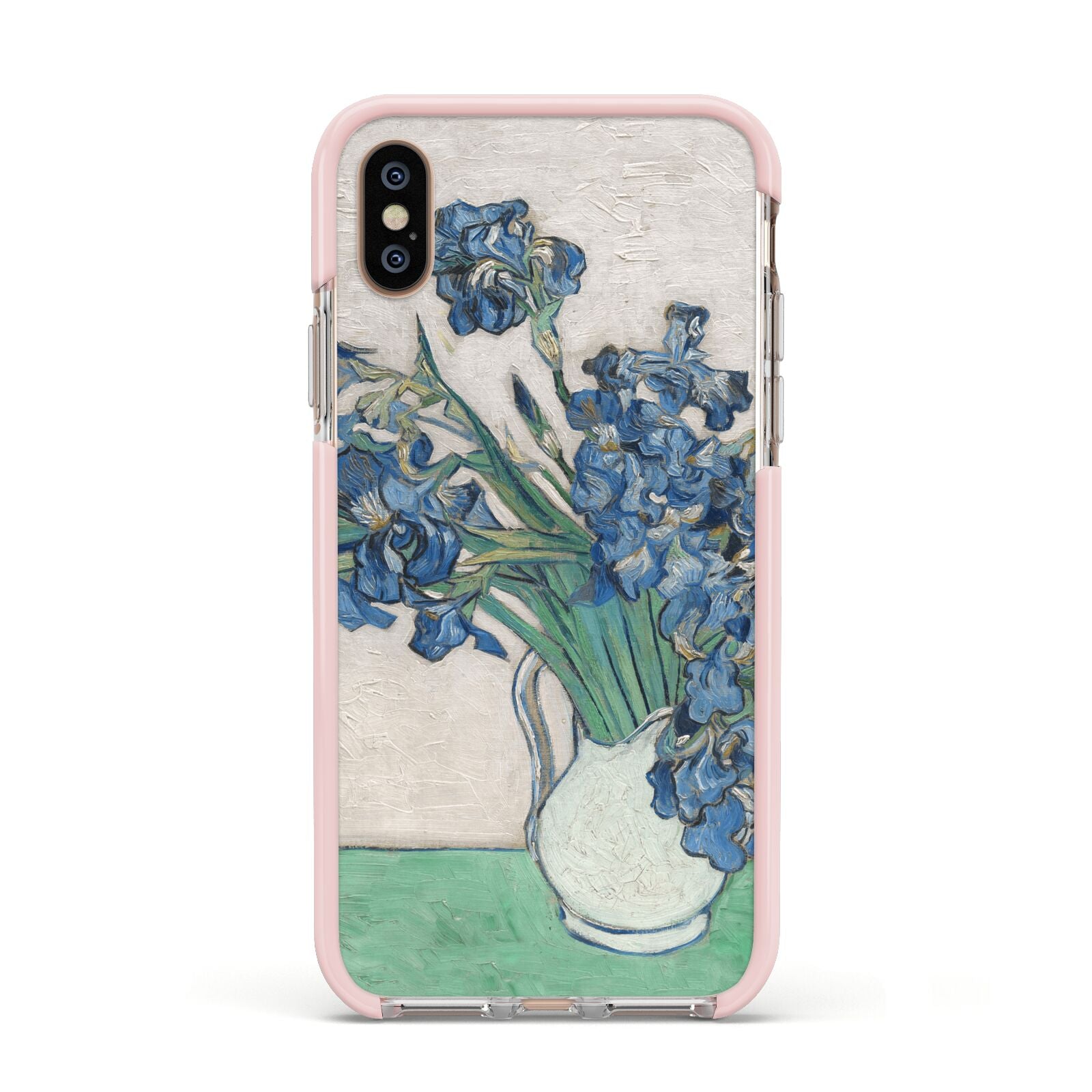 Irises By Vincent Van Gogh Apple iPhone Xs Impact Case Pink Edge on Gold Phone