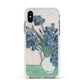 Irises By Vincent Van Gogh Apple iPhone Xs Impact Case White Edge on Silver Phone